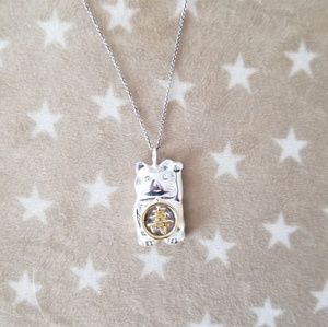 sterling lucky cat necklace